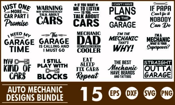 Auto Mechanic T Shirt Designs Bundle SVG