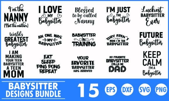 Babysitter T Shirt Designs Bundle SVG