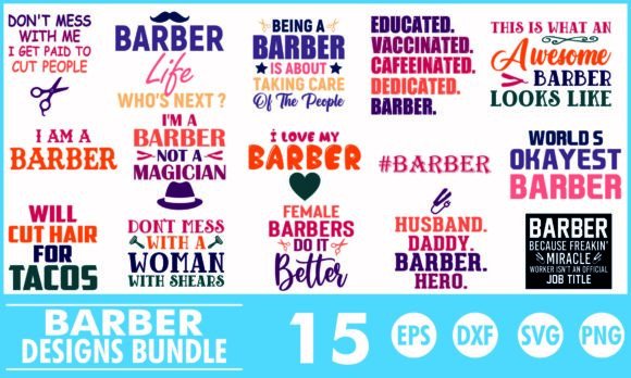 Barber T-Shirt Designs Bundle: SVG Graphics for Bold Branding