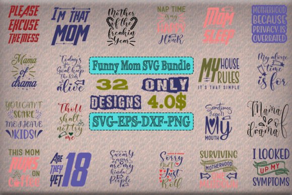 Funny Mom SVG T-shirt Designs Bundle: Graphics That Deliver Joy & Clarity
